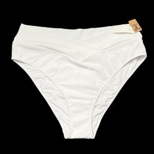 Victorias Secret Pink Swim V Crossover High Waist Cheeky Bikini Bottom White XXL